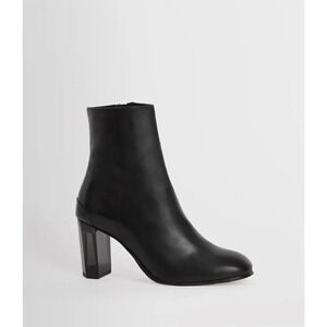 All Saints Roka Leather Ankle Boots Bootie Black Clear Block Heel‎ AllSaints